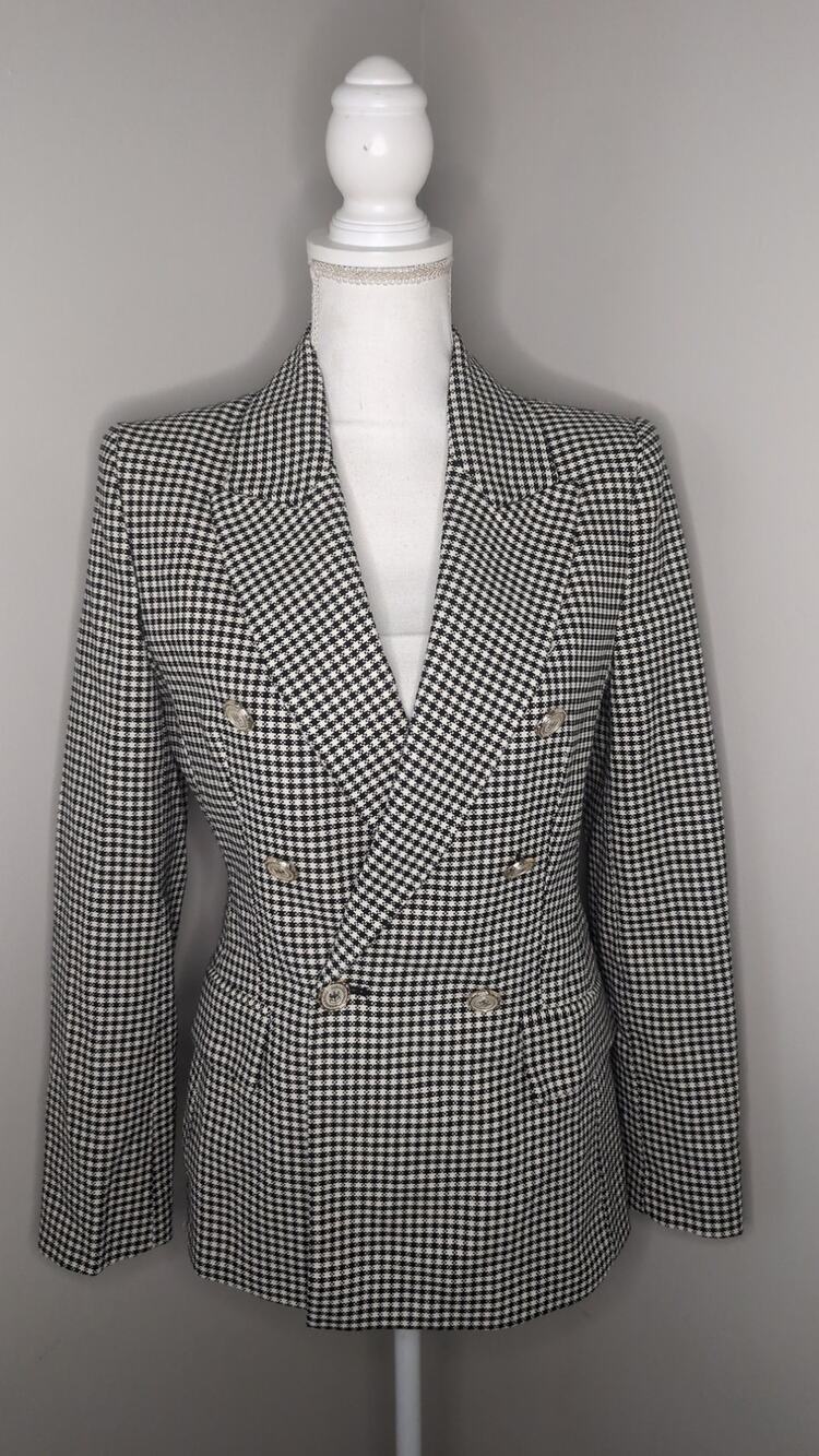 Zara NWT Double Breasted Houndstooth Blazer Size S